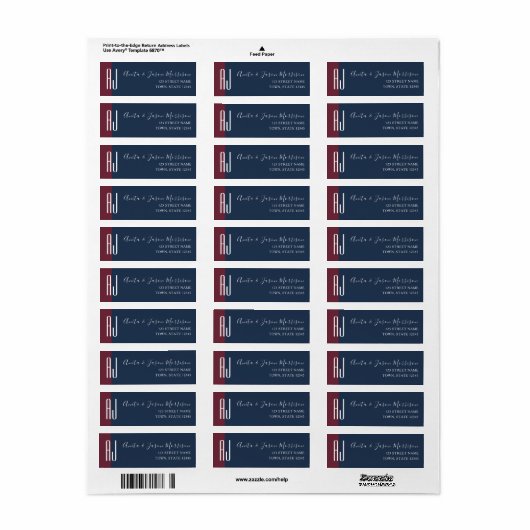 Elegant Navy Blue Return Label (Full Sheet)