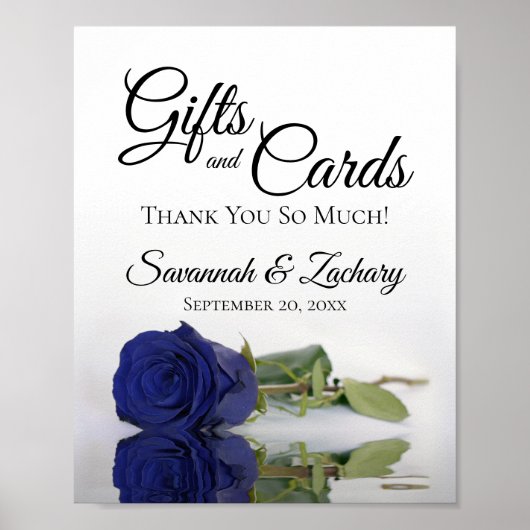 Elegant Navy Blue Roos Cadeaus & Kaarten Trouwbord Poster (Voorkant)