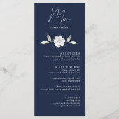 Elegant Navy BLue Roos Floral Wedding Menu Kaarten (Voorkant)