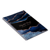 Elegant Navy Blue Roos Gold Agate Geode Business Notitieboek (Rechterzijde)