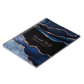 Elegant Navy Blue Roos Gold Agate Geode Business Notitieboek (Linkerzijde)