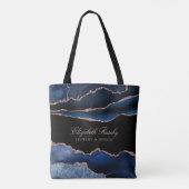 Elegant Navy Blue Roos Gold Agate Geode Business Tote Bag (Achterkant)