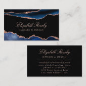 Elegant Navy Blue Roos Gold Agate Geode Visitekaartje (Voorkant / Achterkant)