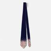 Elegant Navy Blue Roos Gold Faux Glitter Stropdas (Voorkant)