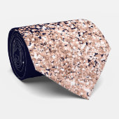 Elegant Navy Blue Roos Gold Faux Glitter Stropdas (Opgerold)