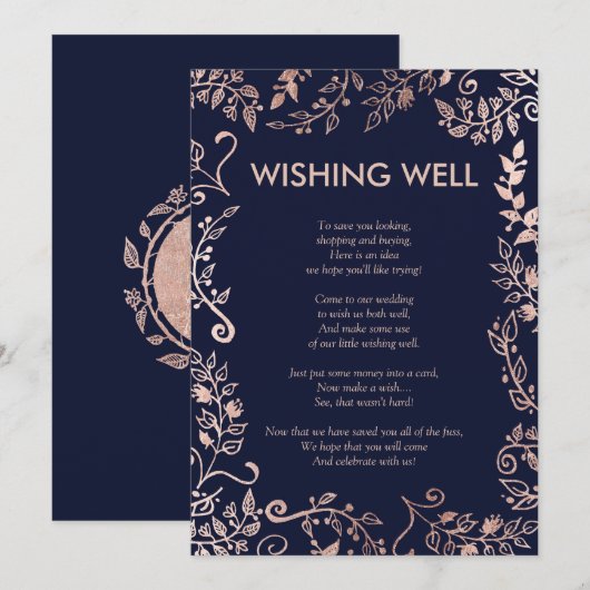 Elegant Navy Blue Roos Gold Floral maakt het goed Kaart (Voorkant / Achterkant)