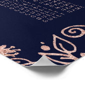 Elegant Navy Blue Roos Gold Floral Seating Chart Poster (Hoek)