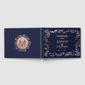 Elegant Navy Blue Roos Gold Floral Wedding Gastenboek (Volledig)