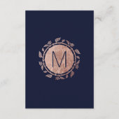 Elegant Navy Blue Roos Gold Floral Wedding Info Informatiekaartje (Achterkant)