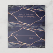 Elegant Navy Blue Roos Gold Foil Agate Wedding Plaatskaartje (Buitenkant ongevouwen)