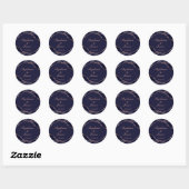 Elegant Navy Blue Roos Gold Foil Agate Wedding Ronde Sticker (Vel)