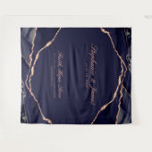 Elegant Navy Blue Roos Gold Foil Agate Wedding Wandkleed (Voorkant (horizontaal))
