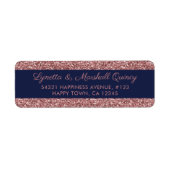 Elegant Navy Blue Roos Gold Glitter Sparkle Etiket (Voorkant)