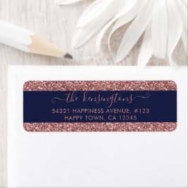 Elegant Navy Blue Roos Gold Glitter Sparkle Label