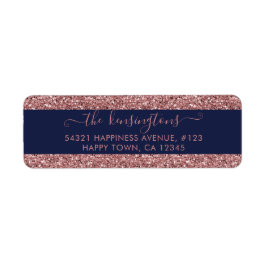 Elegant Navy Blue Roos Gold Glitter Sparkle Label
