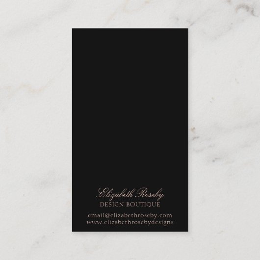 Elegant Navy Blue Roos Gold, met juwelen zwart Visitekaartje (Achterkant)