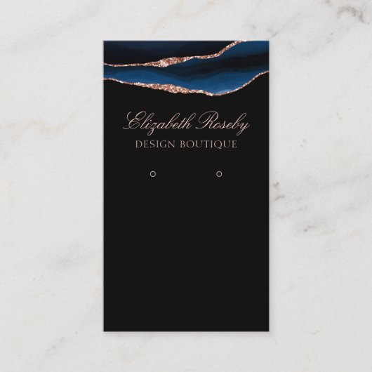 Elegant Navy Blue Roos Gold, met juwelen zwart Visitekaartje (Voorkant)