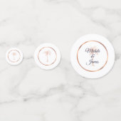 Elegant Navy Blue Roos Gold Palm Tree Weddenschap Confetti (Achterkanten)