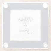 Elegant Navy Blue Roos Gold Palm Tree Weddenschap Glazen Onderzetter (Achterkant)