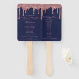 Elegant Navy Blue Roos Gold Wedding Program Hand F Handwaaier