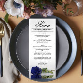 Elegant Navy Blue Roos met reflectie Wedding Menu