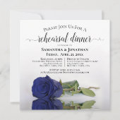 Elegant Navy Blue Roos Wedding Rehearsal & Dinner Kaart (Voorkant)