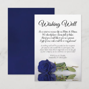 Elegant Navy Blue Roos Wedding Wishing Well Poem Informatiekaartje