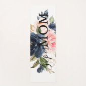 Elegant Navy Blue Roze Blush Floral Super Mam Yogamat (Voorkant)