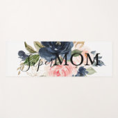 Elegant Navy Blue Roze Blush Floral Super Mam Yogamat (Voorkant (horizontaal))