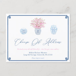 Elegant Navy Blue Roze Echtscheiding Adreswijzigin Aankondigingskaart