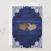 Elegant Navy Blue Rustic Wood Lace Sunflower Save The Date (Achterkant)