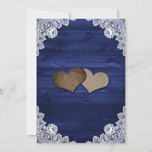 Elegant Navy Blue Rustic Wood Lace Sunflower Save The Date (Achterkant)