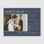 Elegant Navy Blue Save the Date Kalender Magnet (Voorkant)