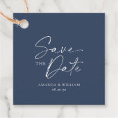 Elegant Navy Blue Save the Date Label (Voorkant)