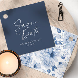 Elegant Navy Blue Save the Date Label