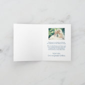 Elegant Navy Blue Scalloped Wedding Photo Bedankkaart (Binnen)