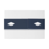 Elegant Navy Blue Script Calligafie Afstuderen Uitnodigingen Wikkel (Achterkant Voorbeeld)