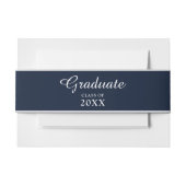 Elegant Navy Blue Script Calligafie Afstuderen Uitnodigingen Wikkel (Voorkant Voorbeeld)