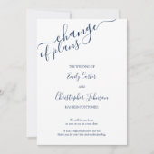 Elegant Navy Blue Script Change of Plans Kaart (Voorkant)
