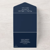 Elegant Navy Blue Script Modern RSVP QR Code All In One Uitnodiging (Buitenkant)