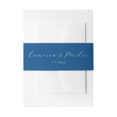 Elegant Navy Blue Script Names Wedding Uitnodigingen Wikkel (Voorkant Voorbeeld)