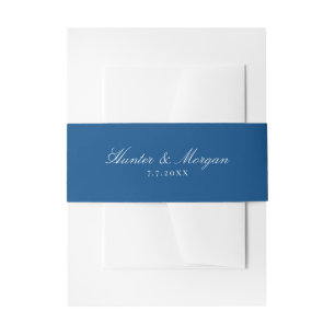 Elegant Navy Blue Script Names Wedding Uitnodigingen Wikkel