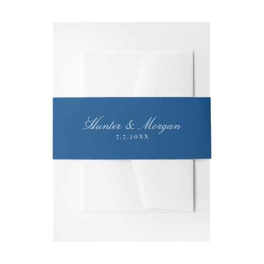Elegant Navy Blue Script Names Wedding Uitnodigingen Wikkel (Voorkant Voorbeeld)