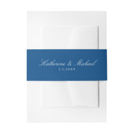 Elegant Navy Blue Script Names Wedding Uitnodigingen Wikkel