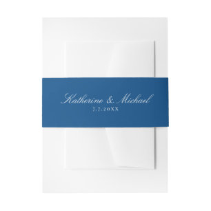 Elegant Navy Blue Script Names Wedding Uitnodigingen Wikkel