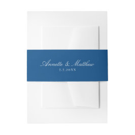 Elegant Navy Blue Script Names Wedding Uitnodigingen Wikkel