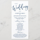 Elegant Navy Blue Script, onze huwelijksceremonie Programmakaart (Voorkant)