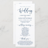 Elegant Navy Blue Script, onze huwelijksceremonie Programmakaart (Voorkant / Achterkant)