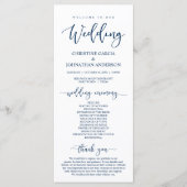 Elegant Navy Blue Script, onze huwelijksceremonie Programmakaart (Voorkant)