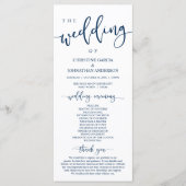 Elegant Navy Blue Script, onze huwelijksceremonie Programmakaart (Voorkant)